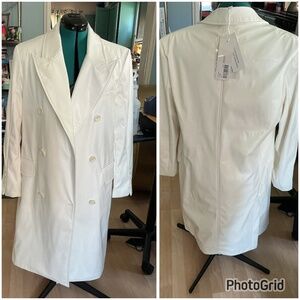 Oversized Ivory White faux leather trenchcoat